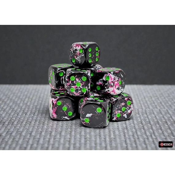 Dobókocka - Chessex Brush Paintball/green d6 (16 mm) (12 db-os szett)
