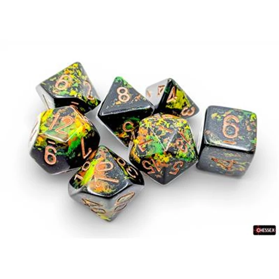 Dobókocka - Chessex Brush Deep Forest/gold (7 db-os szett)