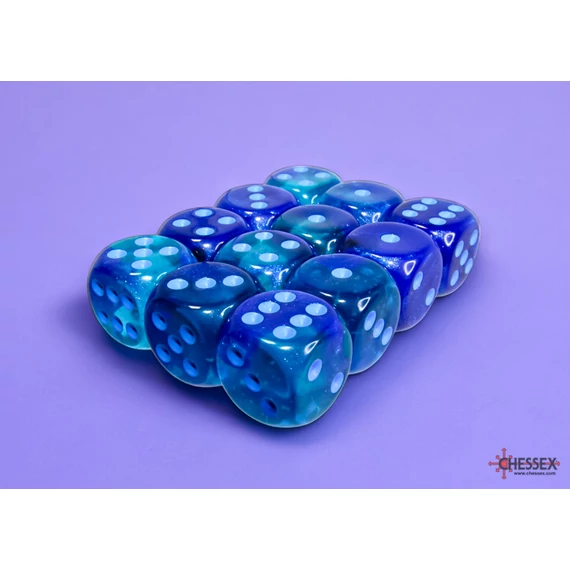 Dobókocka - Chessex Gemini d6 (16 mm) kockablokk Blue-Blue/light blue (12 db-os szett)