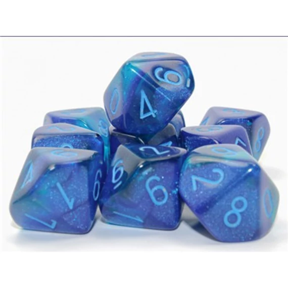 Dobókocka - Chessex Gemini Blue-Blue/light blue Luminary 10 db-os d10 szett