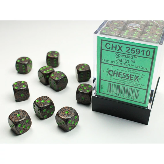 Dobókocka - Chessex Speckled d6 (12 mm) kockablokk Earth (36 db-os szett)
