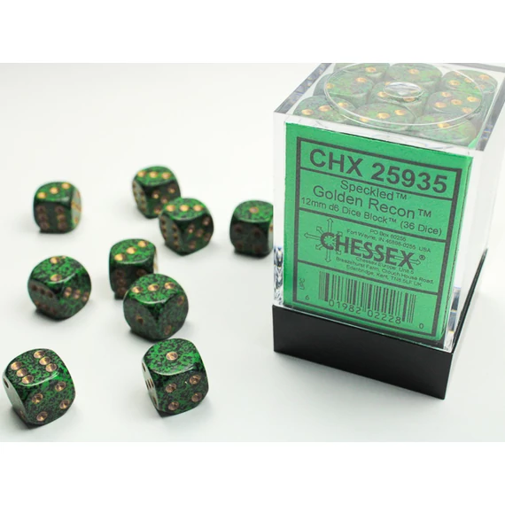 Dobókocka - Chessex Speckled d6 (12 mm) kockablokk Golden Recon (36 db-os szett)