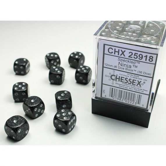 Dobókocka - Chessex Speckled d6 (12 mm) kockablokk Ninja (36 db-os szett)