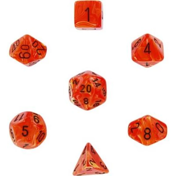 Dobókocka - Chessex Vortex Orange w/black (7 db-os szett)