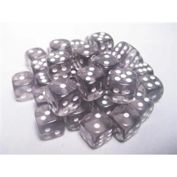 Chessex Translucent d6 (16 mm) kockablokk Smoke white (12 db-os szett)