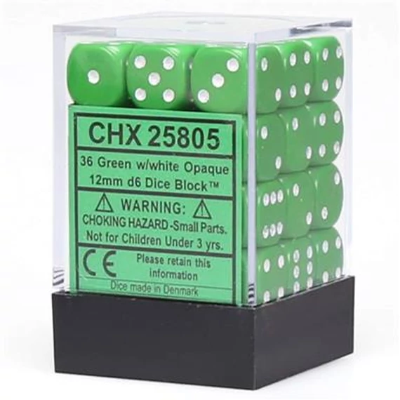 chessex opaque Green white mini d6