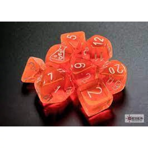Lab Dice 7 - Translucent Polyhedral Neon Orange white