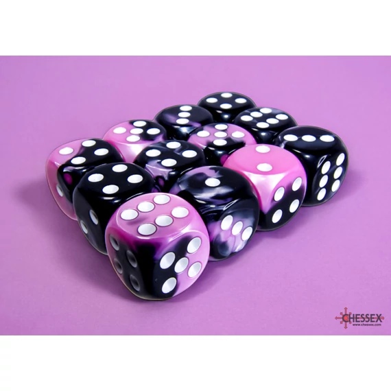 Chessex Gemini d6 (16 mm) kockablokk Black-Pink white