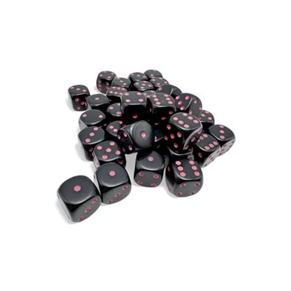 Chessex Opaque d6 (12 mm) kockablokk Black pink