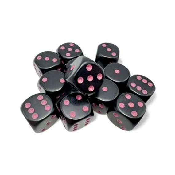 Chessex Opaque d6 (16 mm) kockablokk Black pink