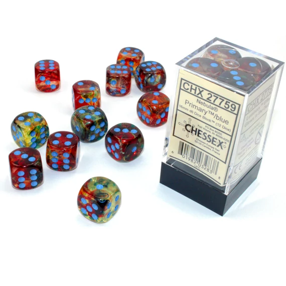 Chessex d6 (16 mm) kockablokk Nebula Primary blue