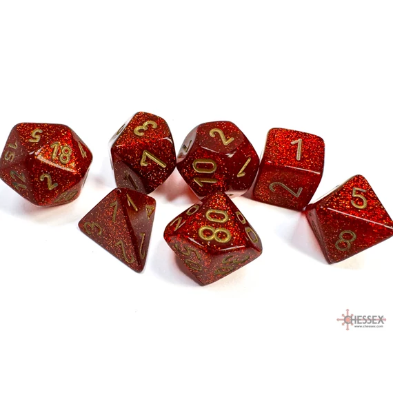Chessex Glitter Ruby Red gold